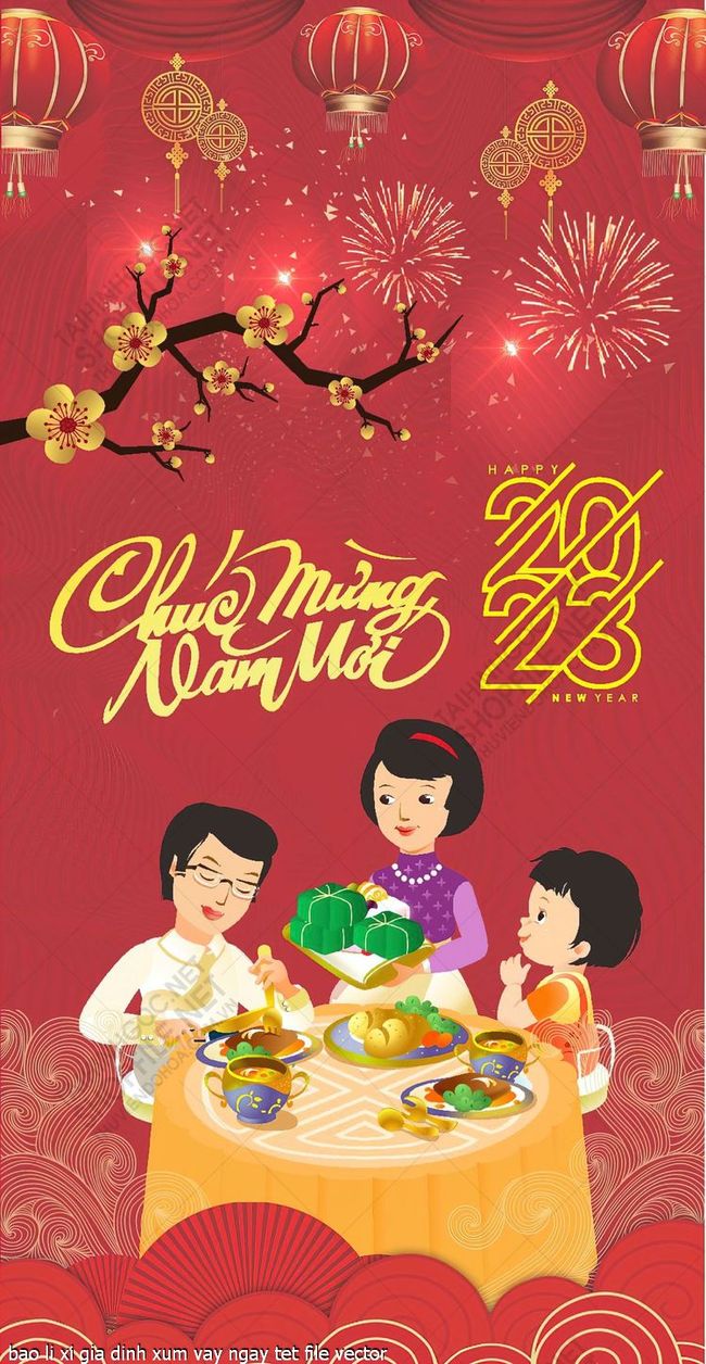 bao li xi gia dinh xum vay ngay tet file vector